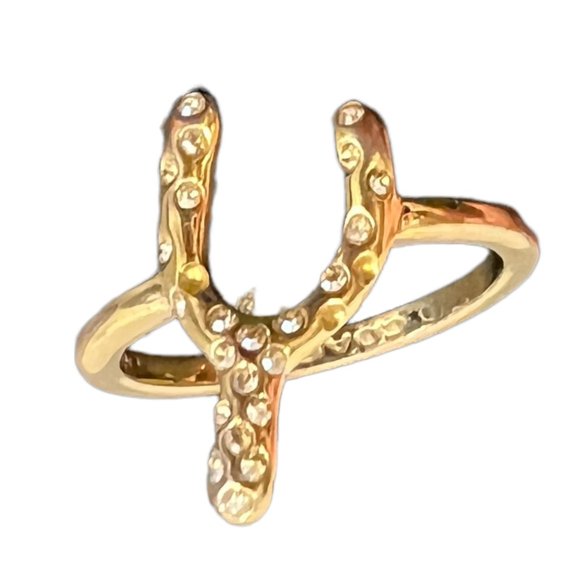 COACH Pave‎ Wishbone Ring in Gold - Picture 3 of 5